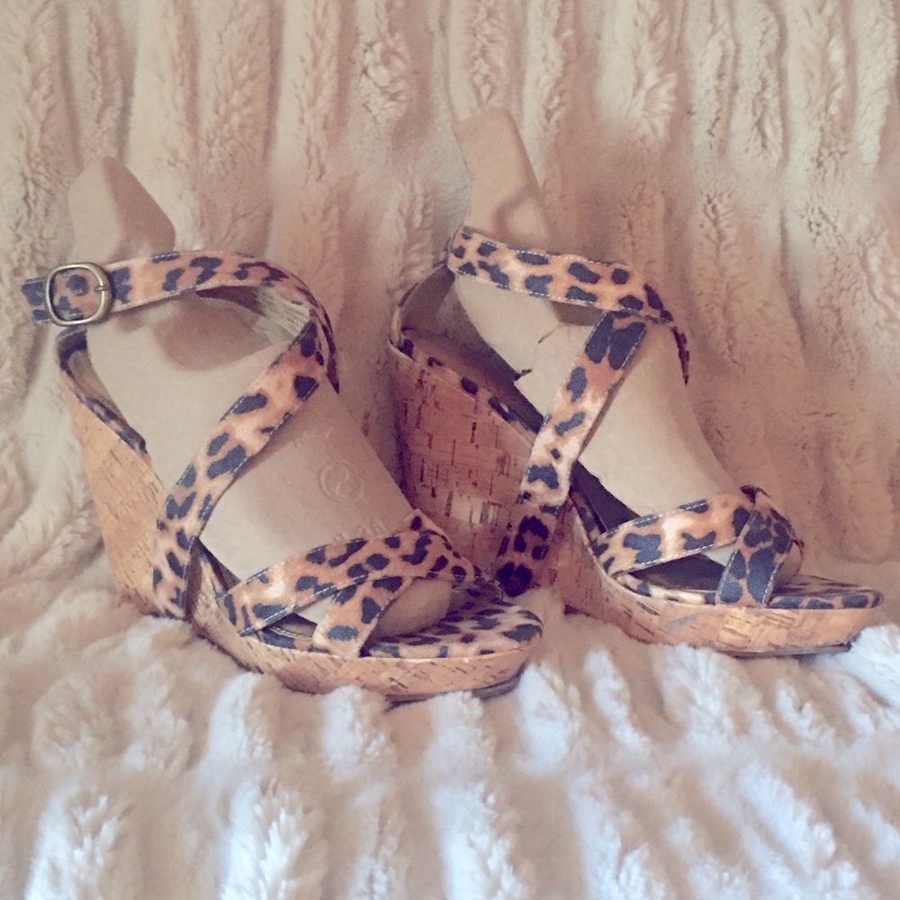 Wedge Heels/Sandals - Leopard Print